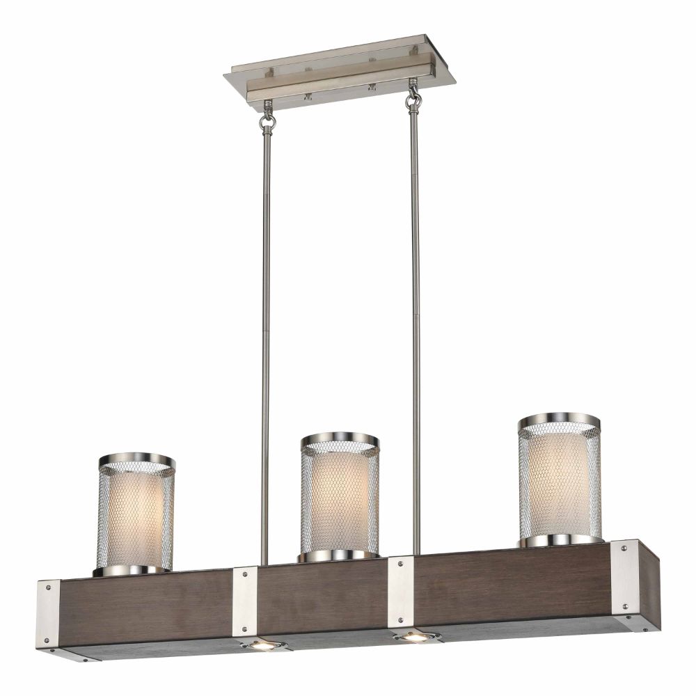 DVI Lighting DVP34802SN+BAW-MG Ste-Agathe 3 Light Linear in Satin Nickel and Barnwood On Metal with Multiple Glass Options
