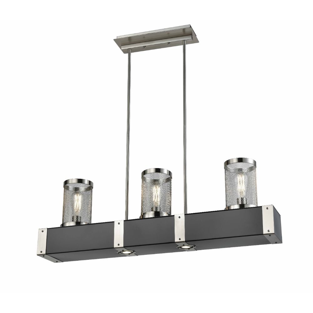 DVI Lighting DVP34802SN+GR-MG Ste-Agathe 3 Light Linear in Satin Nickel and Graphite with Multiple Glass Options