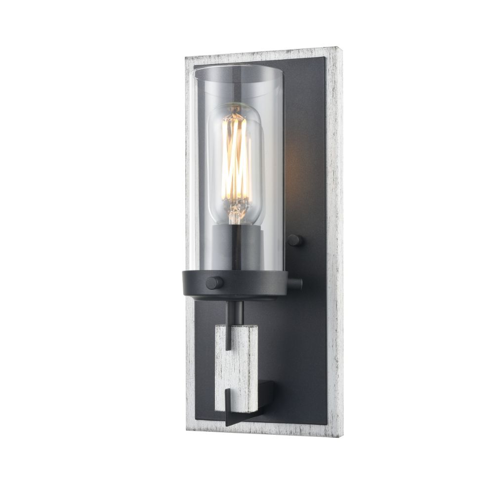 DVI Lighting DVP38601GR+BIW-CL Okanagan Sconce in Graphite and Birchwood On Metal with Clear Glass