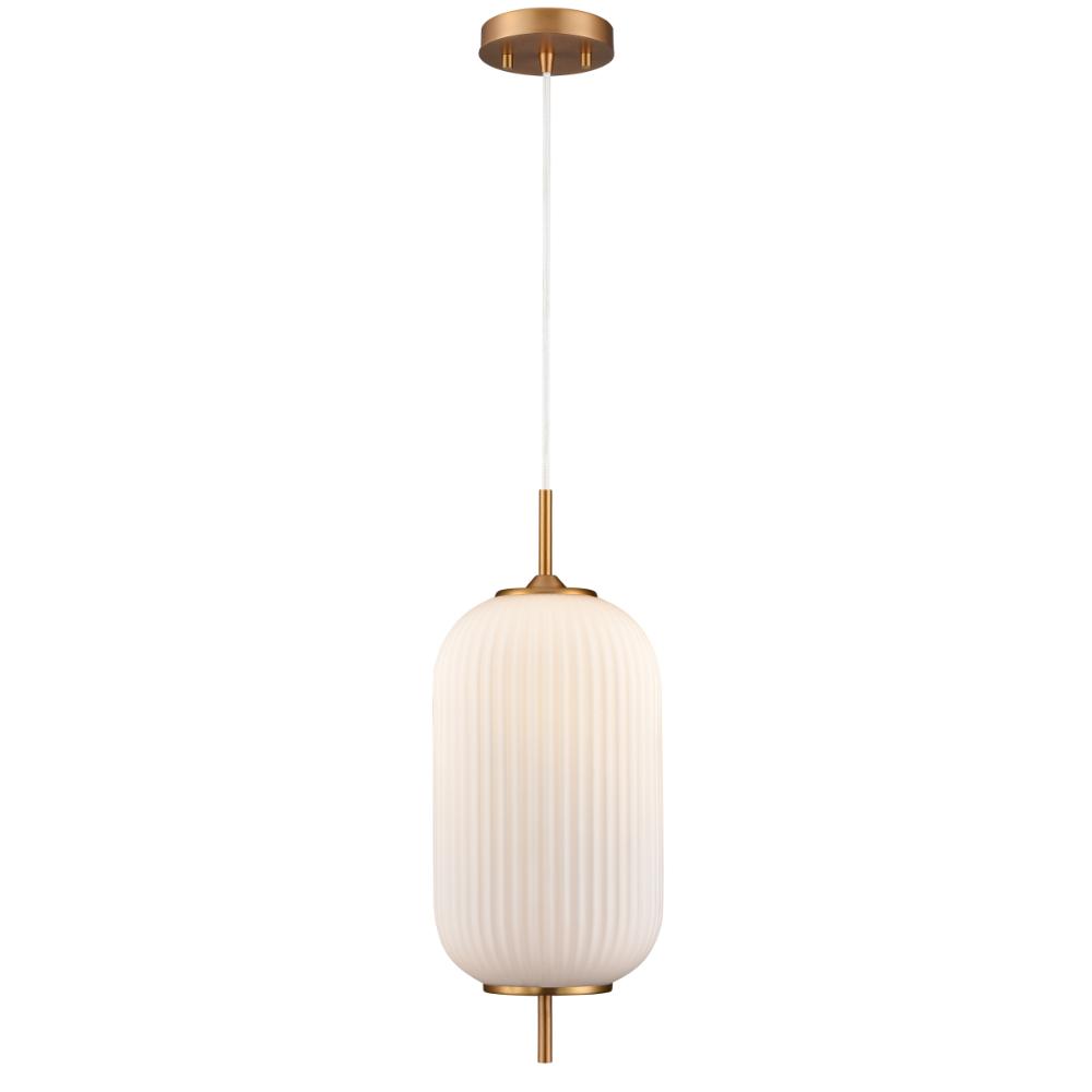 DVI Lighting DVP40005BR-RIO Mount Pearl 20 Inch Pendant - Brass with Ribbed Opal Glass