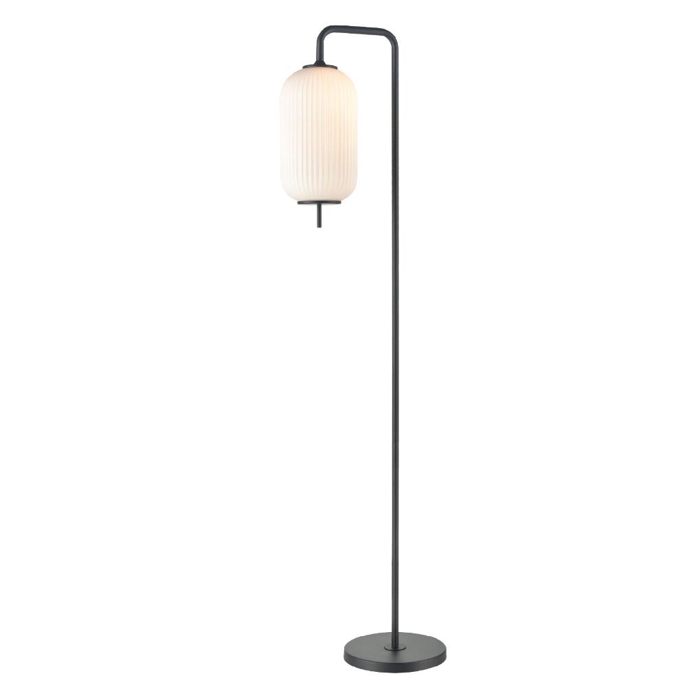 DVI Lighting DVP40016GR-RIO Mount Pearl Floor Lamp - Graphite With Ribbed Half Opal Glass