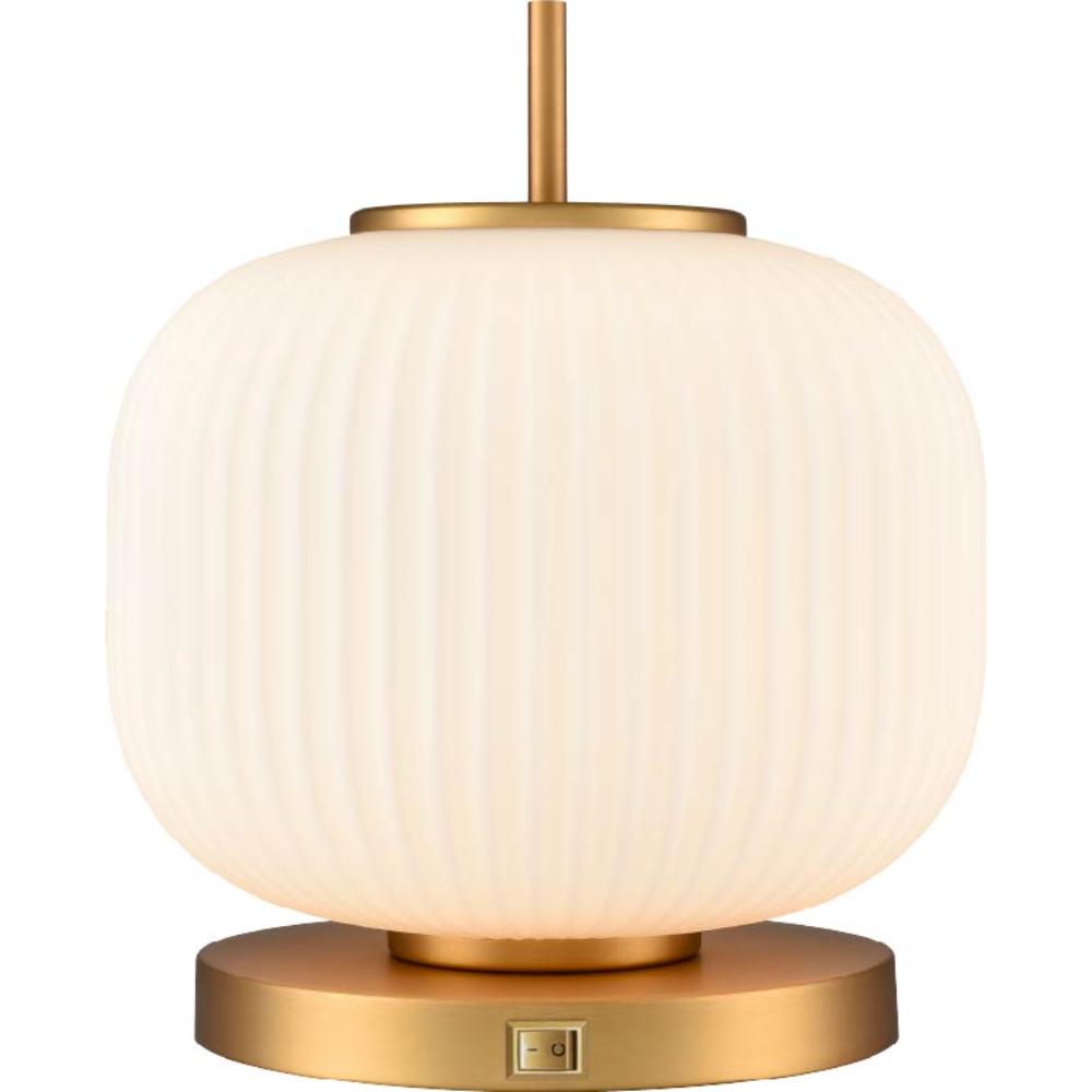 DVI Lighting DVP40017BR-RIO Mount Pearl 12" Table Lamp - Brass With Ribbed Half Opal Glass