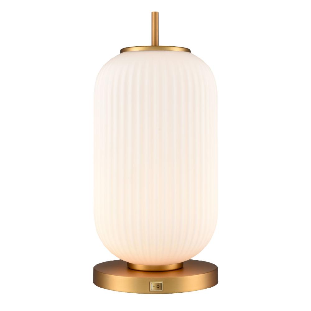 DVI Lighting DVP40019BR-RIO Mount Pearl 17.5" Table Lamp - Brass With Ribbed Half Opal Glass
