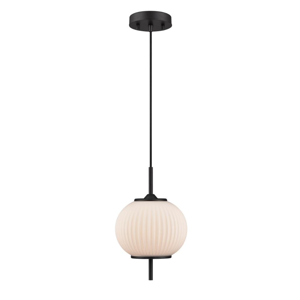 DVI Lighting DVP40021GR-RIO Mount Pearl 12.75 Inch Pendant - Graphite with Ribbed Opal Glass