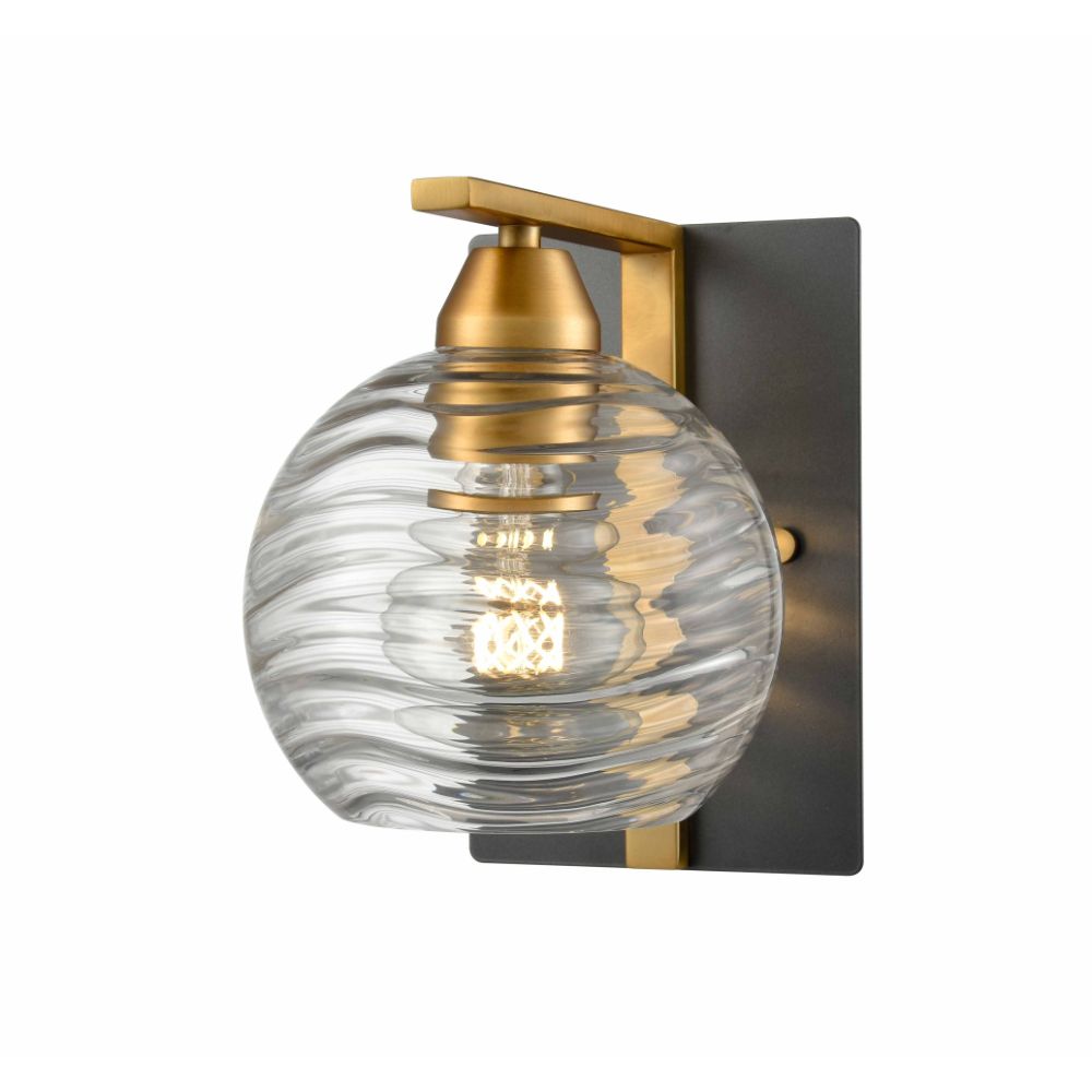 DVI Lighting DVP40401BR+GR-RPG Tropea Sconce in Brass and Graphite with Ripple Glass