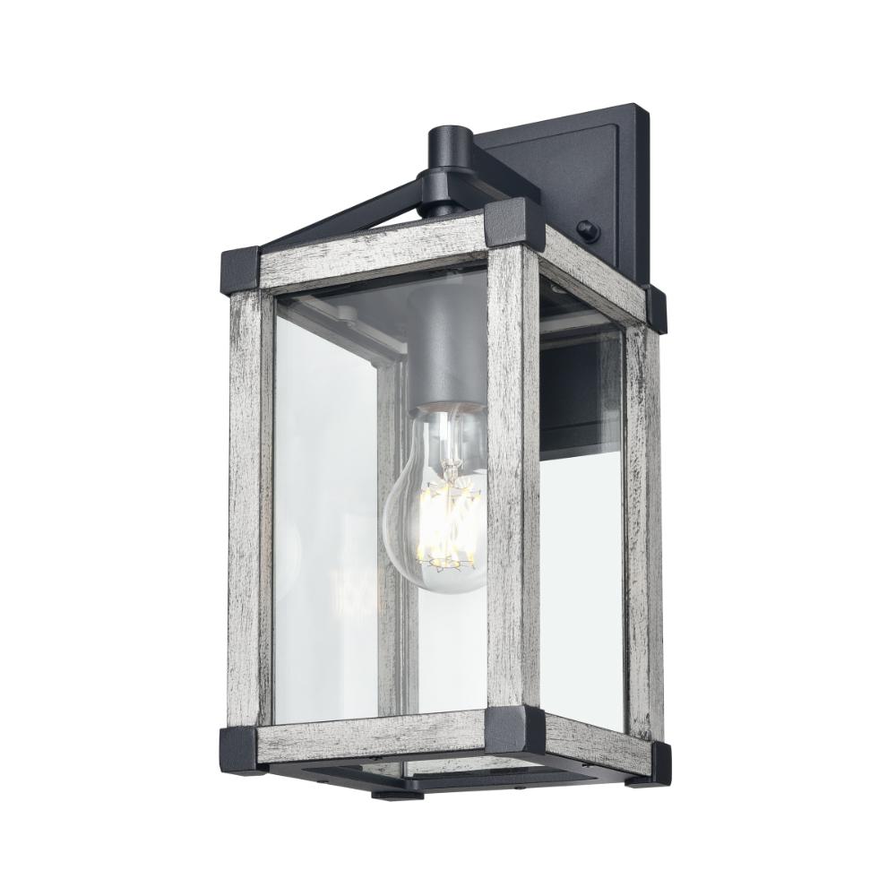 DVI Lighting DVP41271BK+WWG-CL Nipigon Outdoor 12.5 Inch Sconce - Black and White Washed Grey with Clear Glass