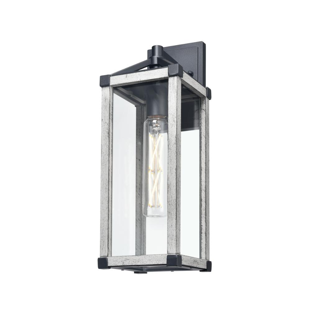 DVI Lighting DVP41272BK+WWG-CL Nipigon Outdoor 16.5 Inch Sconce - Black and White Washed Grey with Clear Glass