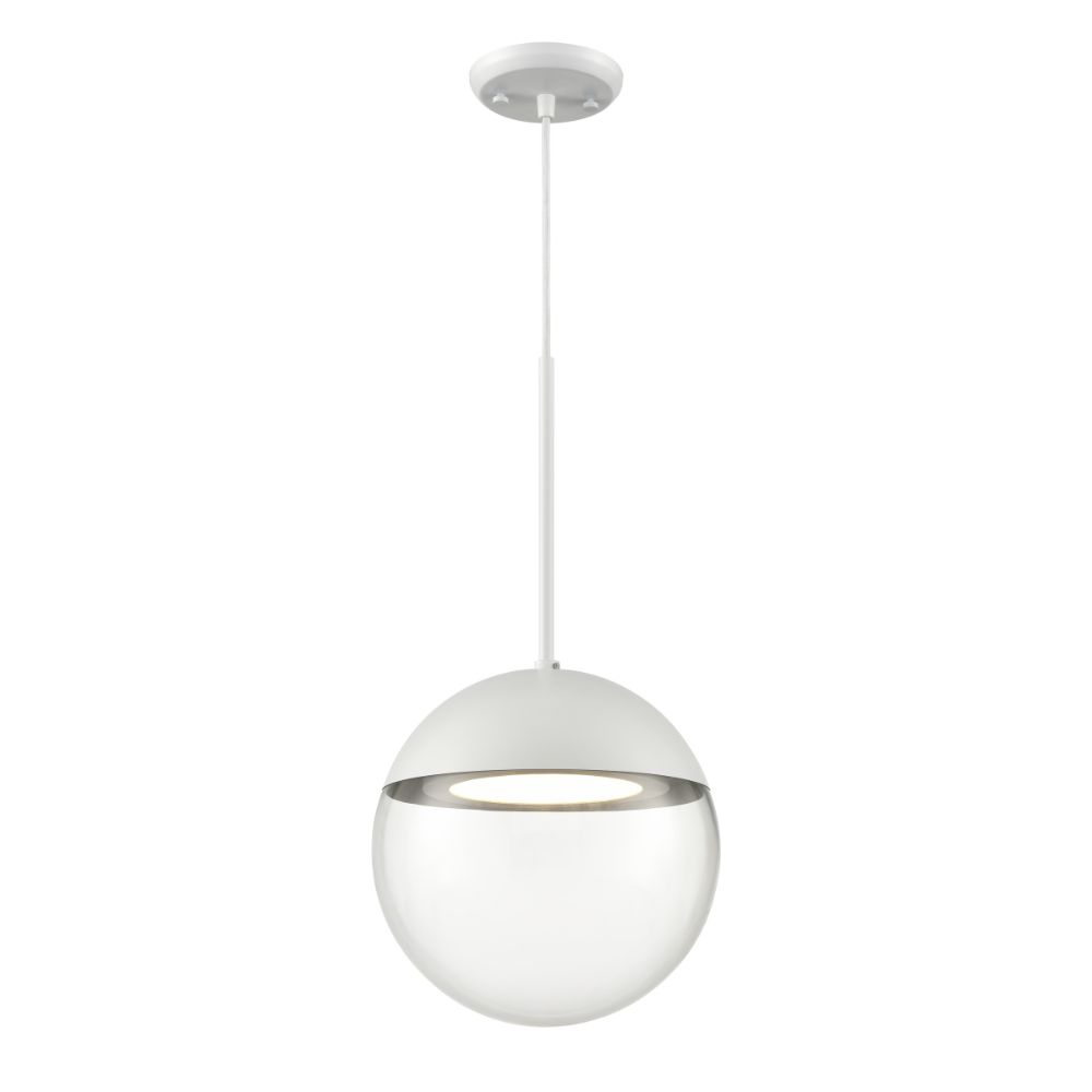 DVI Lighting DVP41610MW-CL Hopewell Rocks CCT LED Pendant in Matte White with Clear Glass
