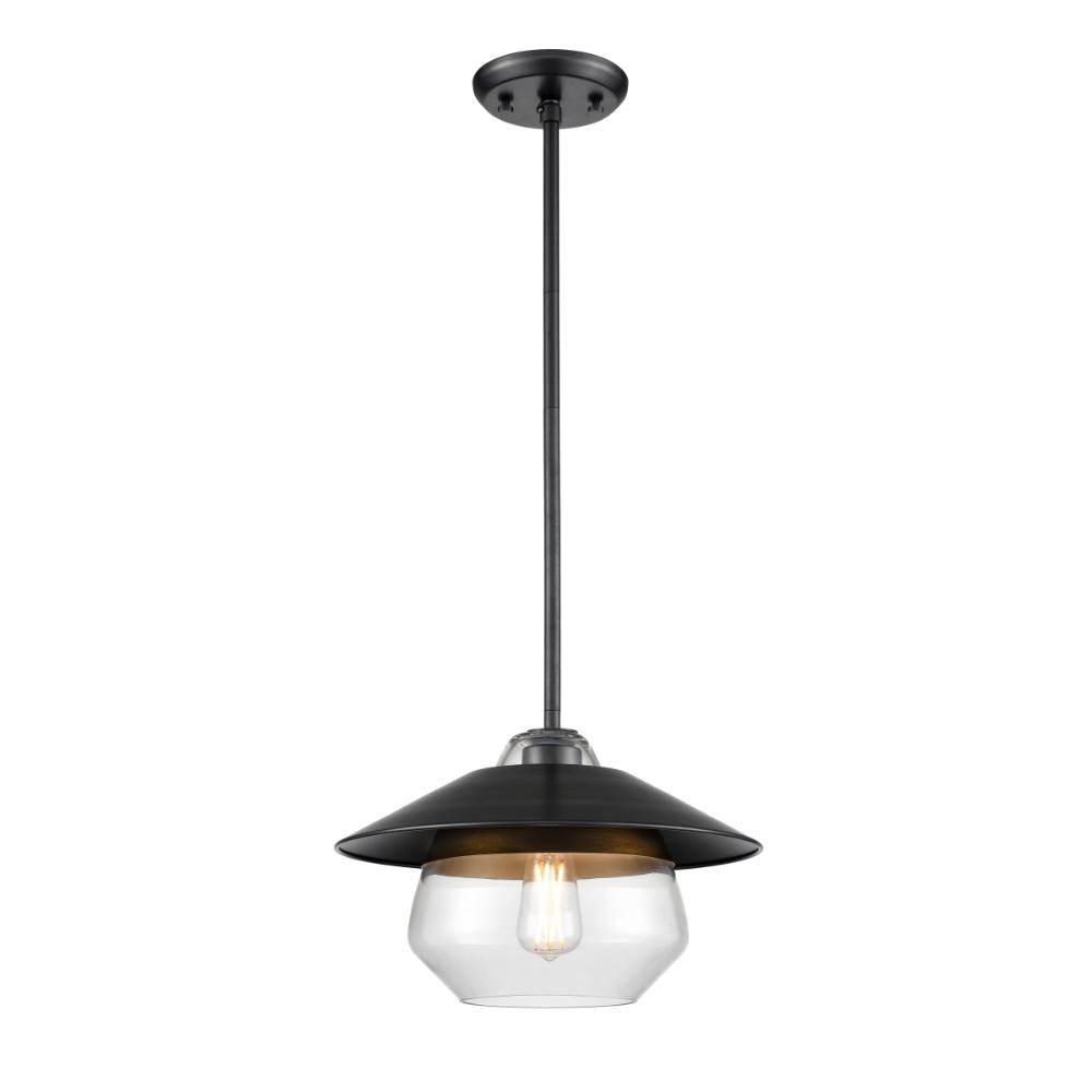 DVI Lighting DVP42310MF+GR-CL Chevalier 12 Inch Pendant - Multiple Finishes and Graphite with Clear Glass