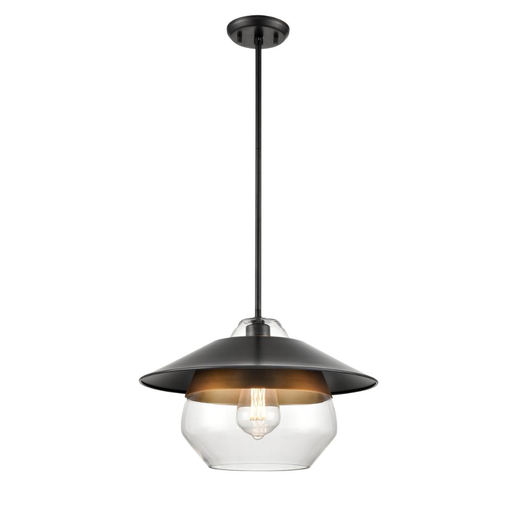 DVI Lighting DVP42320MF+GR-CL Chevalier 17 Inch Pendant - Multiple Finishes and Graphite with Clear Glass