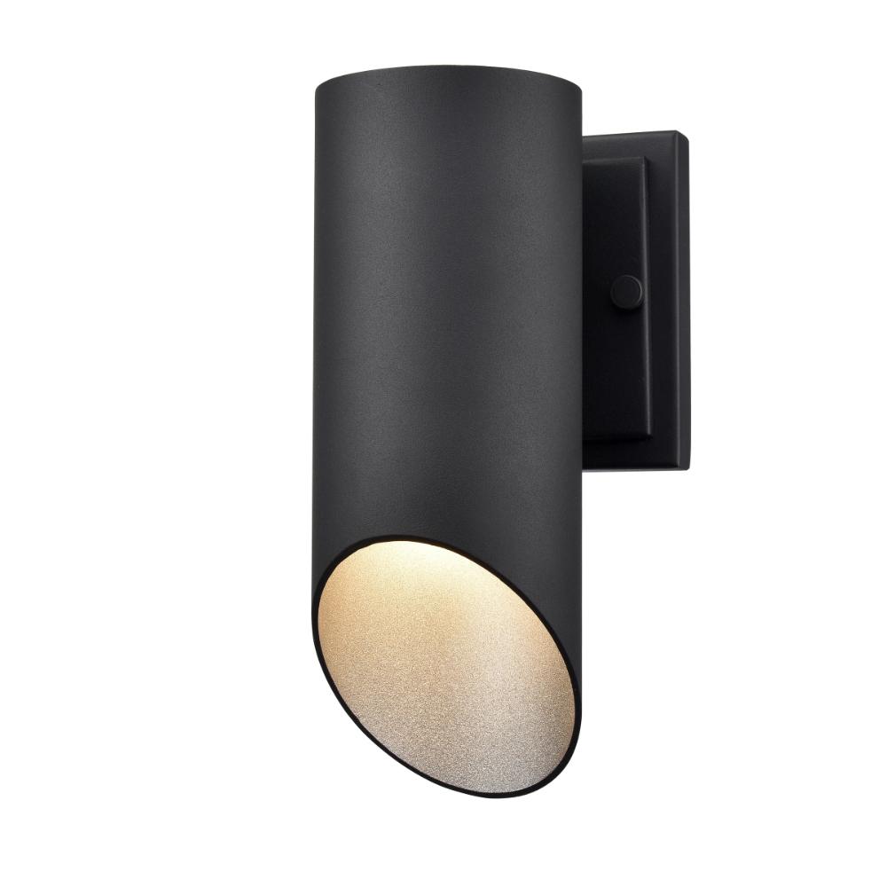 DVI Lighting DVP43070SS+BK Brecon Outdoor Cylinder 9.5 Inch Sconce - Stainless Steel and Black