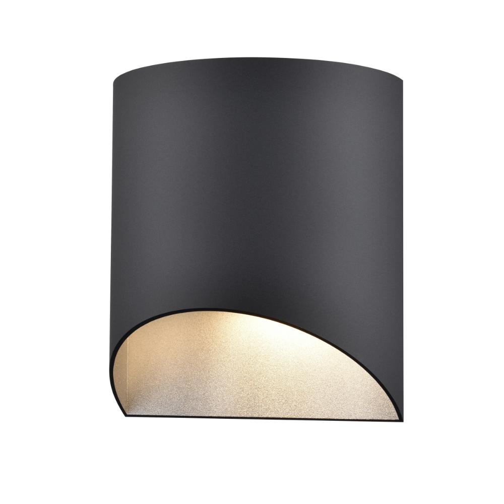 DVI Lighting DVP43090SS+BK Brecon Outdoor Round 8.5 Inch Sconce - Stainless Steel and Black