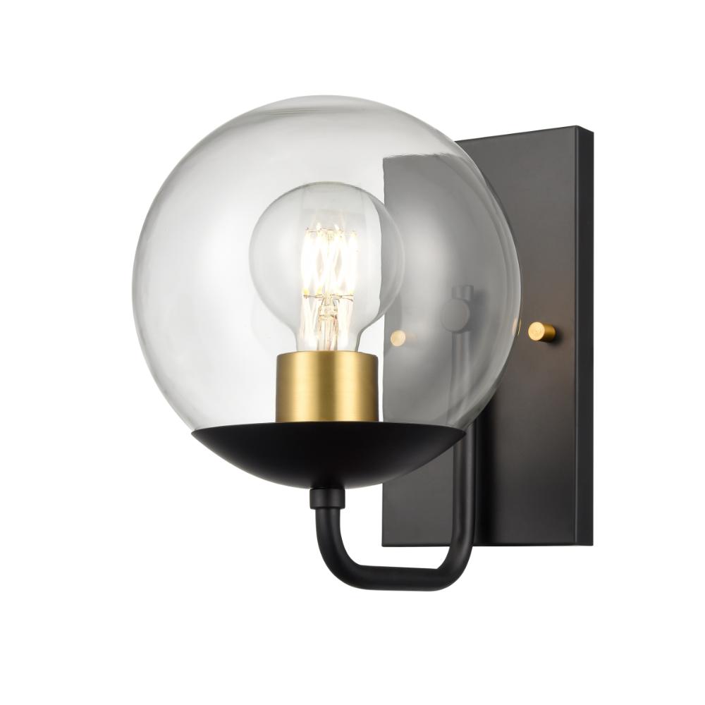 DVI Lighting DVP43101MF+EB-CL Mackenzie Delta Sconce - Multiple Finishes and Ebony with Clear Glass