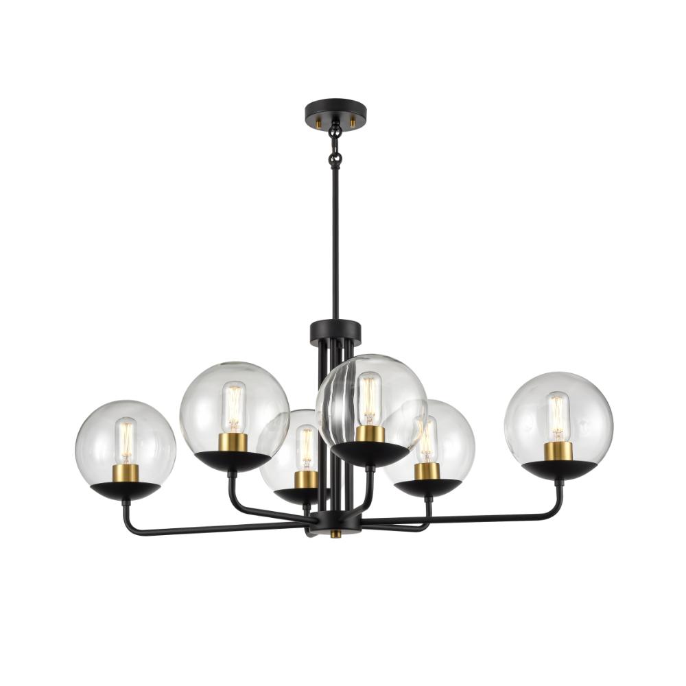 DVI Lighting DVP43102MF+EB-CL Mackenzie Delta 6 Light Linear - Multiple Finishes and Ebony with Clear Glass