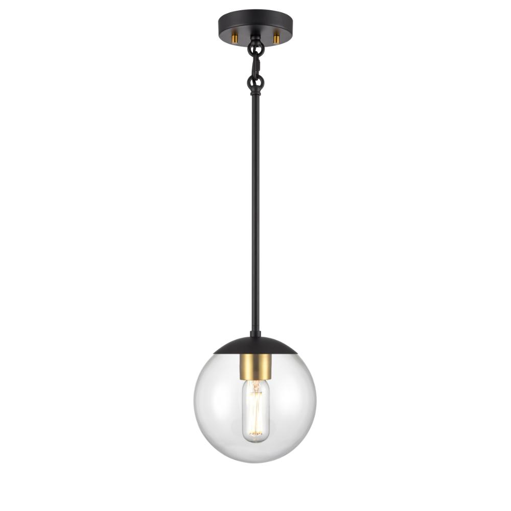 DVI Lighting DVP43121MF+EB-CL Mackenzie Delta Pendant - Multiple Finishes and Ebony with Clear Glass
