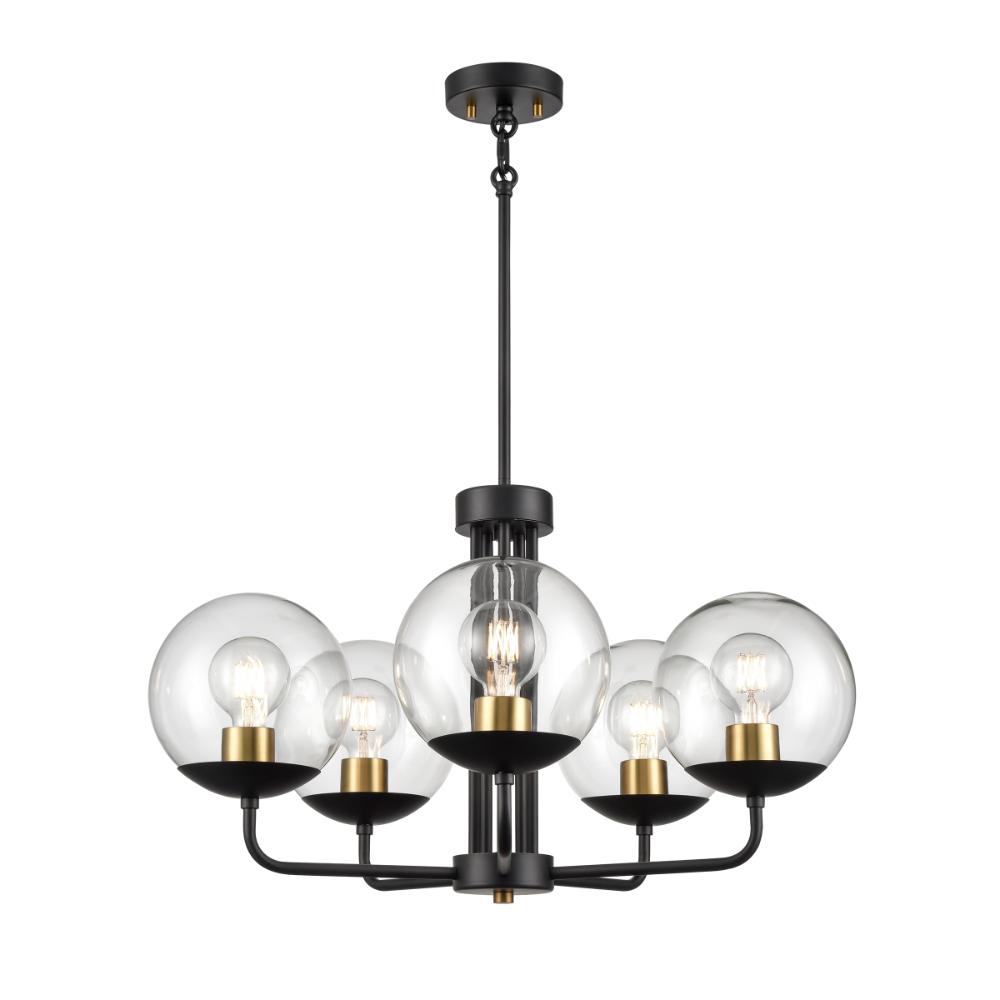 DVI Lighting DVP43125MF+EB-CL Mackenzie Delta 5 Light Chandelier - Multiple Finishes and Ebony with Clear Glass