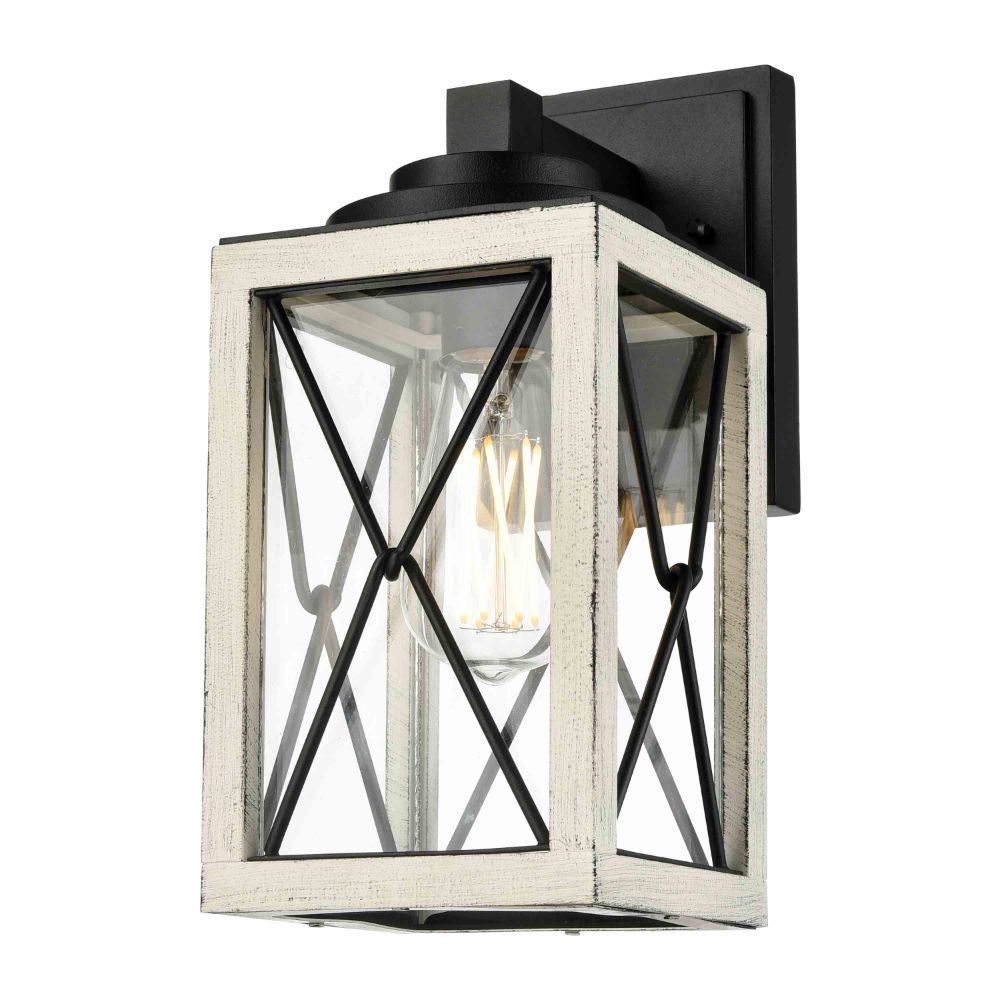 DVI Lighting DVP43371BK+BIW-CL County Fair Small Sconce in Black and Birchwood On Metal with Clear Glass