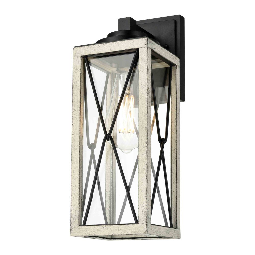 DVI Lighting DVP43372BK+BIW-CL County Fair Large Sconce in Black and Birchwood On Metal with Clear Glass