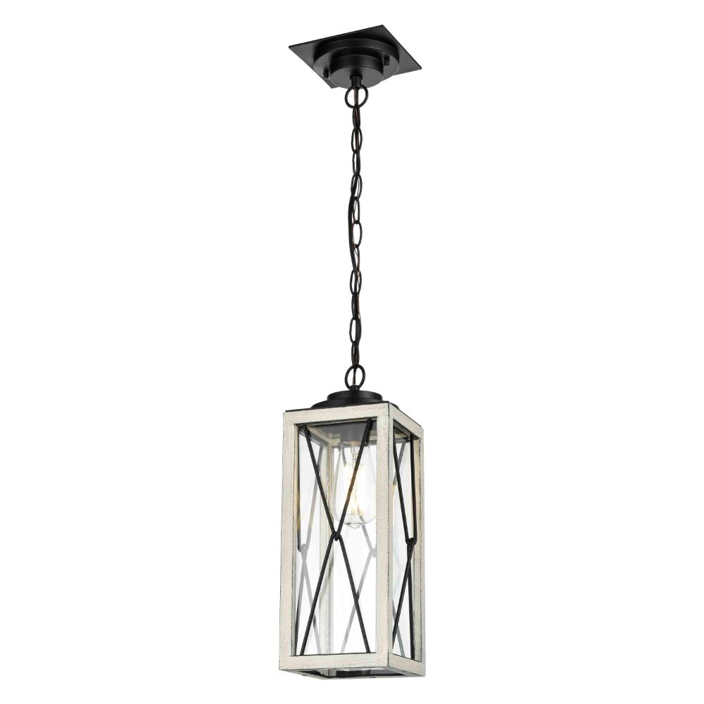 DVI Lighting DVP43375BK+BIW-CL County Fair Pendant in Black and Birchwood On Metal with Clear Glass