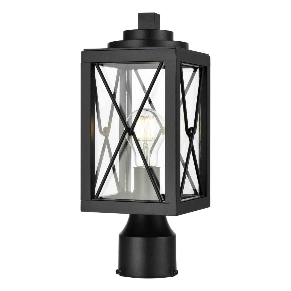 DVI Lighting DVP43377BK-CL County Fair Post in Black with Clear Glass