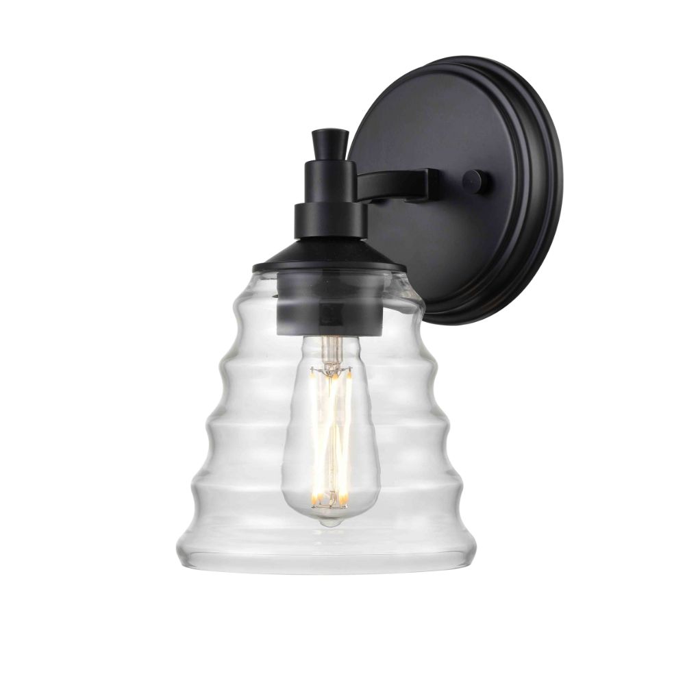 DVI Lighting DVP43701EB-BHC Campbellville Sconce in Ebony with Beehive Glass