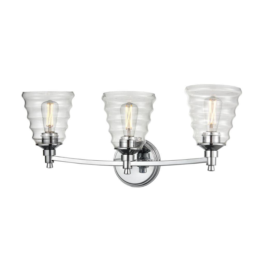 DVI Lighting DVP43743CH-BHC Campbellville 3 Light Vanity in Chrome with Beehive Glass
