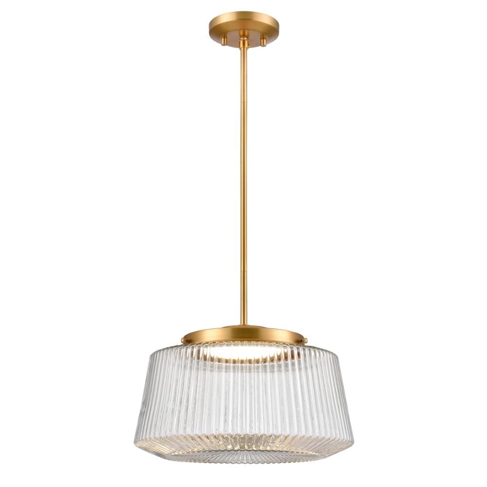 DVI Lighting DVP43920BR-RIC Lunenberg CCT Pendant - Brass with Ribbed Clear Glass