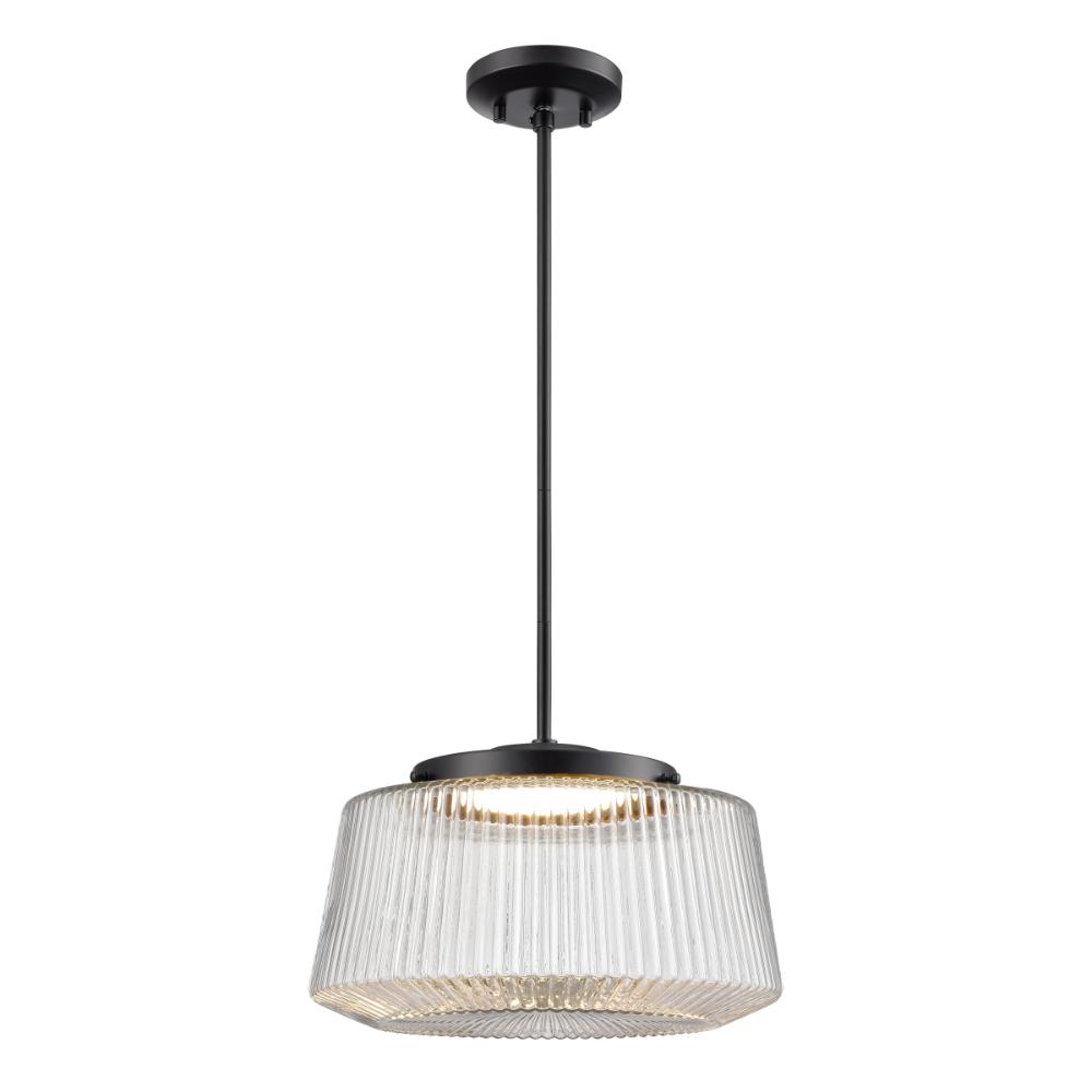 DVI Lighting DVP43920BN-RIC Lunenberg CCT Pendant - Buffed Nickle and Ribbed Clear Glass