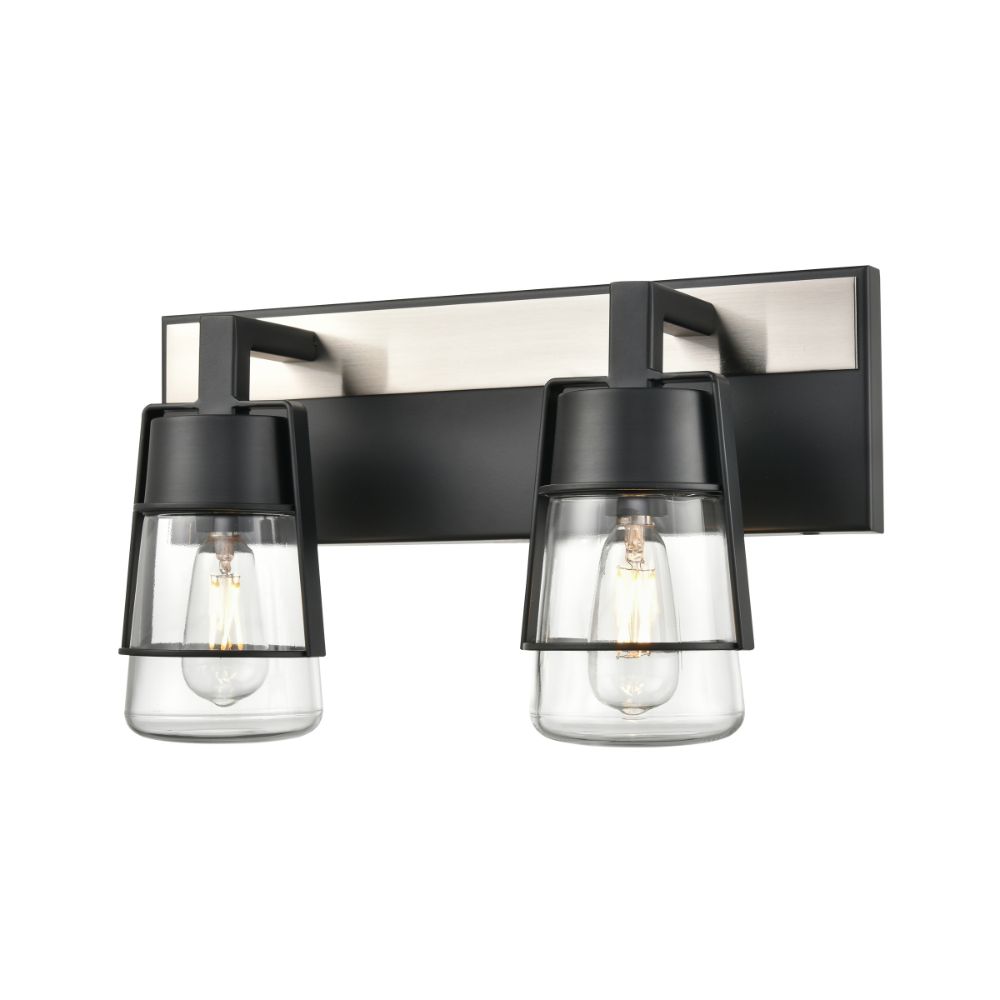 DVI Lighting DVP44422EB+SN-CL Lake Of The Woods 2 Light Vanity in Ebony and Satin Nickel with Clear Glass