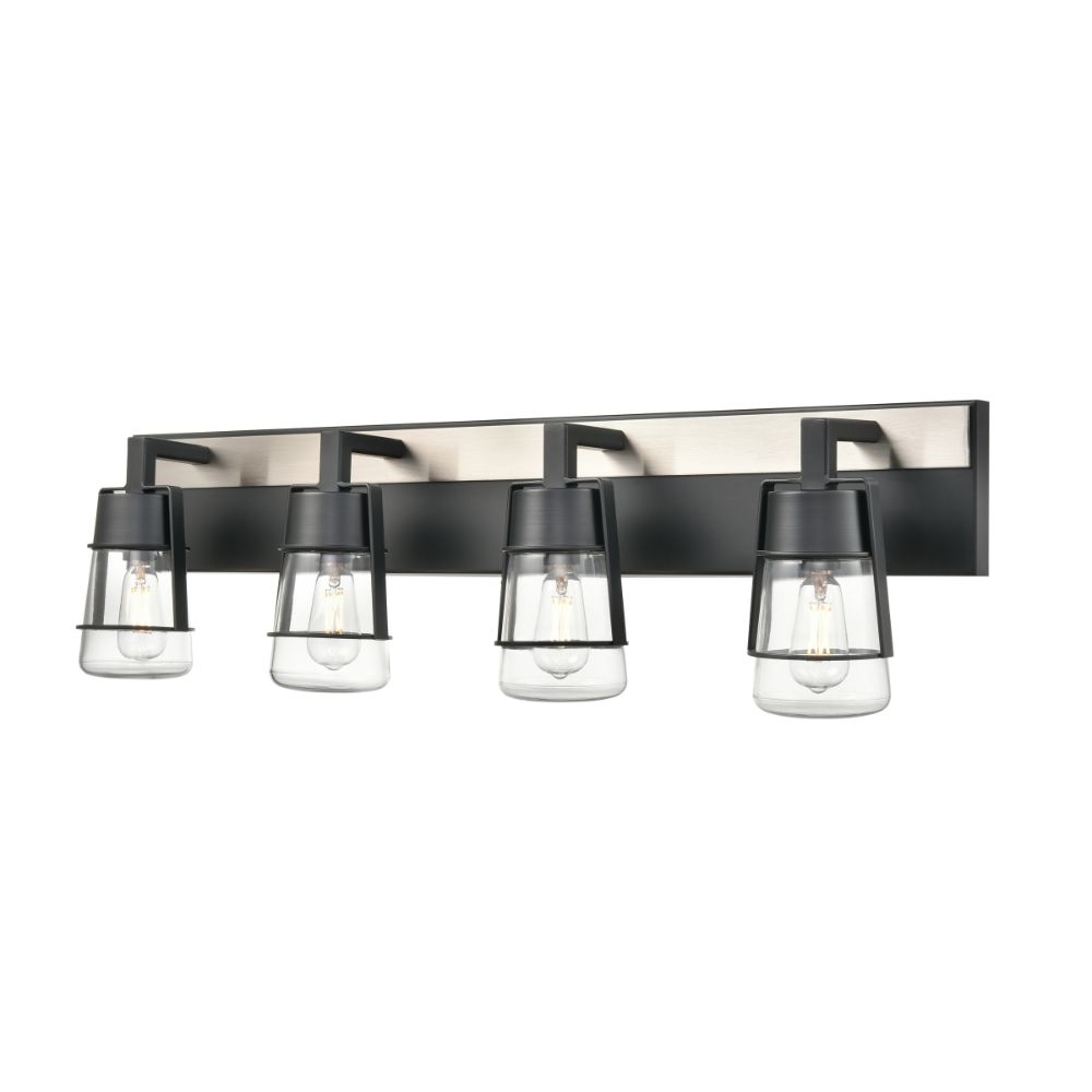 DVI Lighting DVP44444EB+SN-CL Lake Of The Woods 4 Light Vanity in Ebony and Satin Nickel with Clear Glass