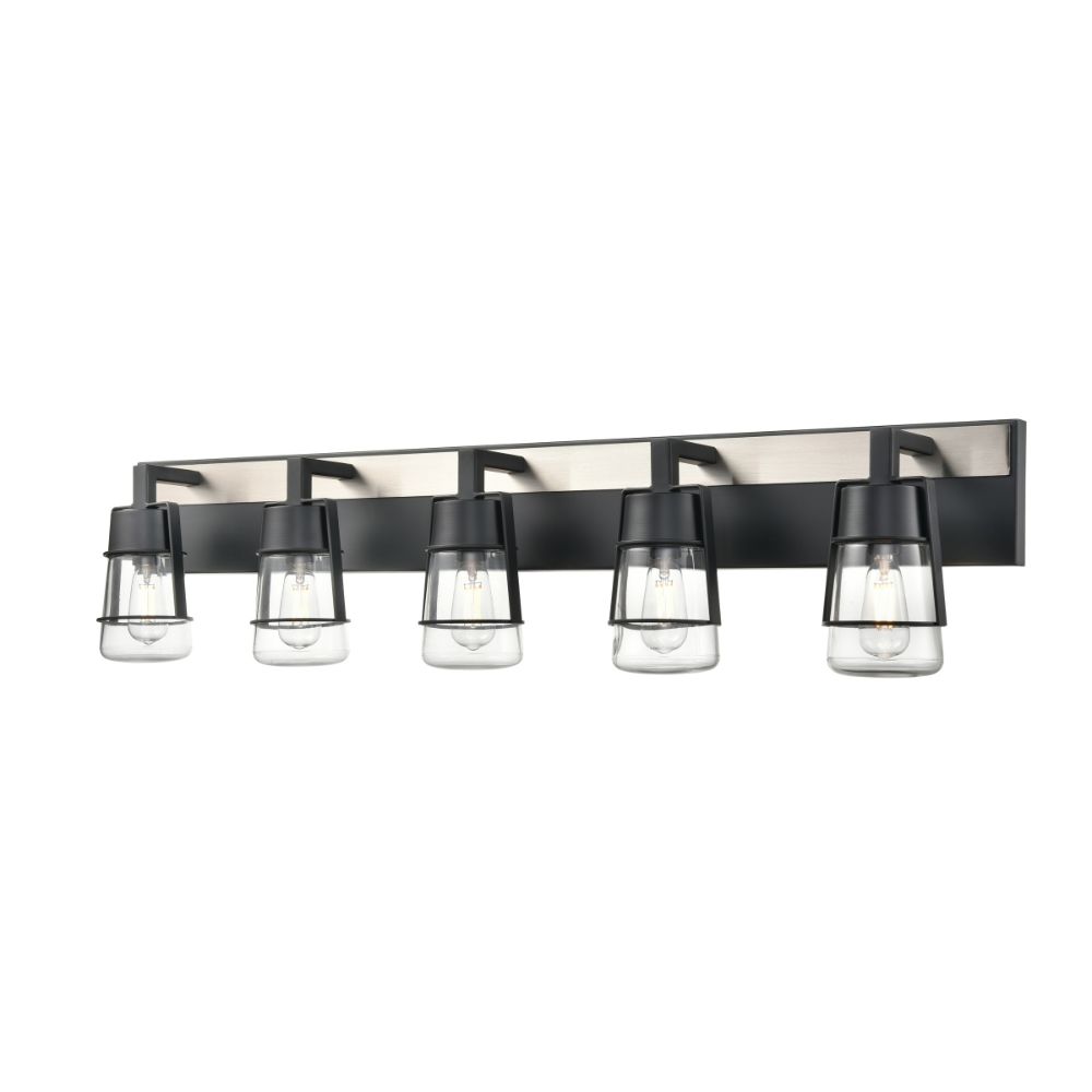 DVI Lighting DVP44455EB+SN-CL Lake Of The Woods 5 Light Vanity in Ebony and Satin Nickel with Clear Glass