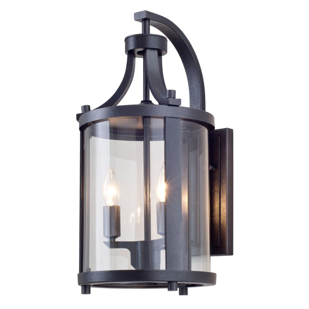 DVI Lighting DVP4472HB-CL Niagara 2 Light Wall Mount - Hammered Black with Clear Glass