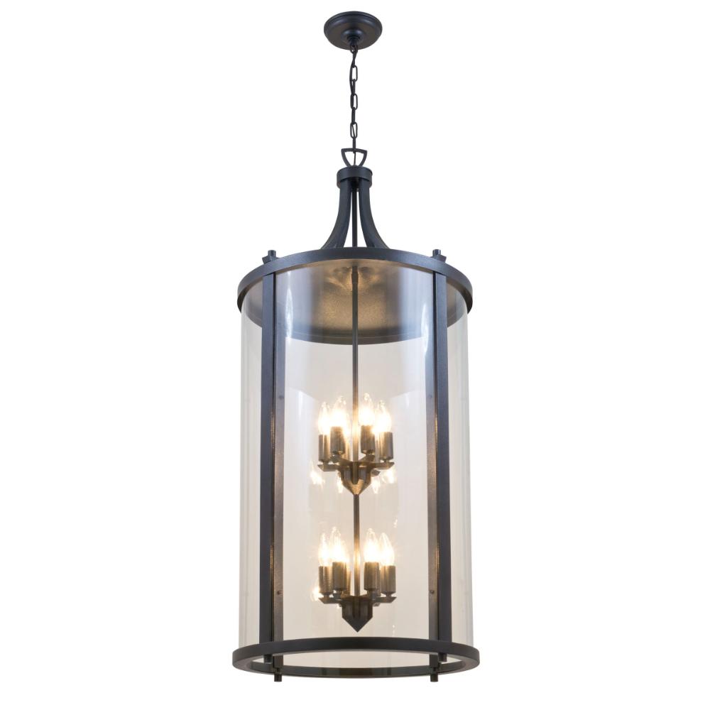 DVI Lighting DVP4477HB-CL Niagara 12 Light Hanging - Hammered Black with Clear Glass