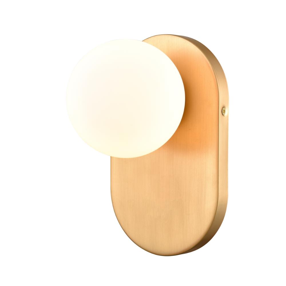 DVI Lighting DVP45001BR-OP Atwood Sconce - Brass with Half Opal Glass