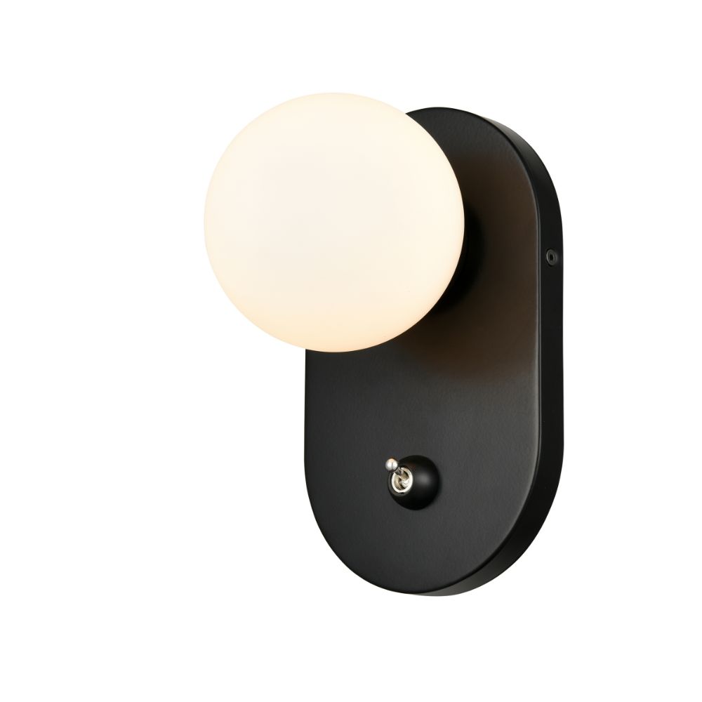 DVI Lighting DVP45001EB-OP Atwood Sconce in Ebony with Half Opal Glass