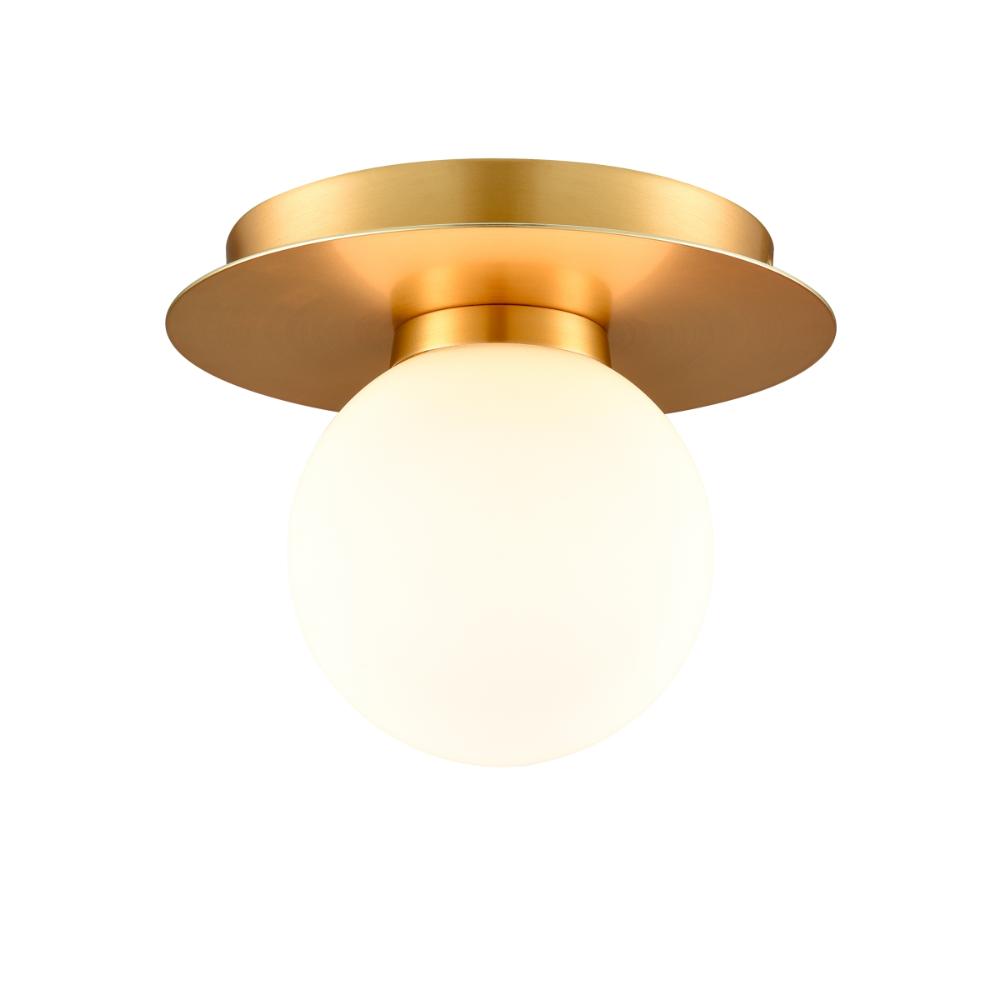 DVI Lighting DVP45032BR-OP Atwood Flush Mount - Brass with Half Opal Glass