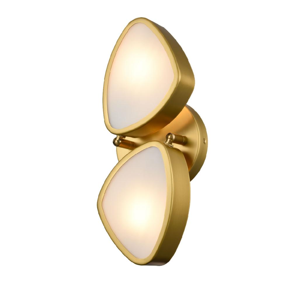 DVI Lighting DVP45401BR-OP Northern Marches Double Sconce/Vanity - Brass With Half Opal Glass