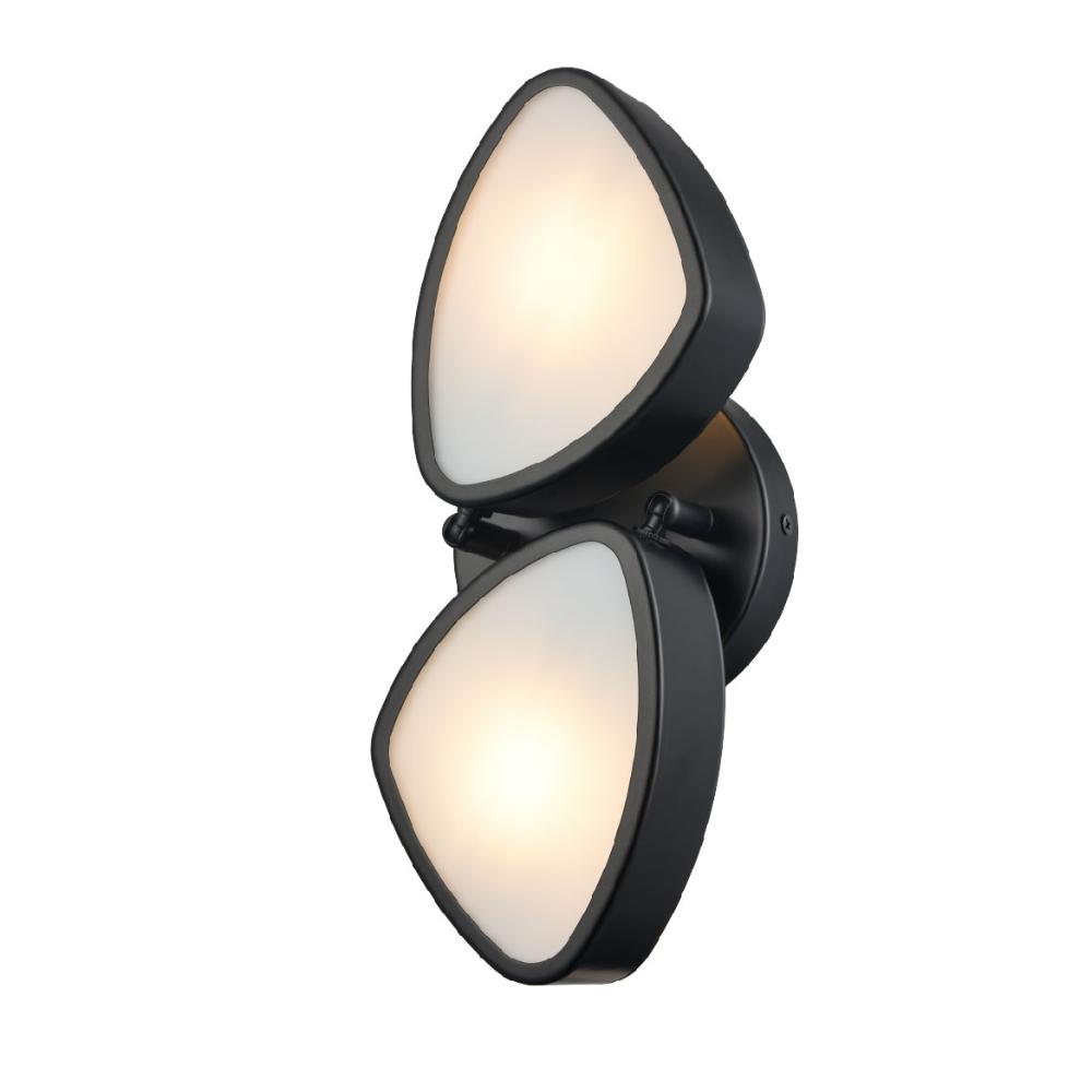 DVI Lighting DVP45401EB-OP Northern Marches Double Sconce/Vanity - Ebony With Half Opal Glass