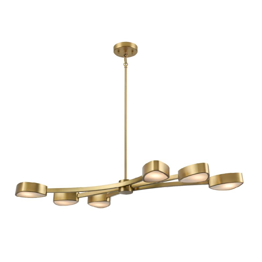 DVI Lighting DVP45402BR-OP Northern Marches Linear Chandelier - Brass With Half Opal Glass