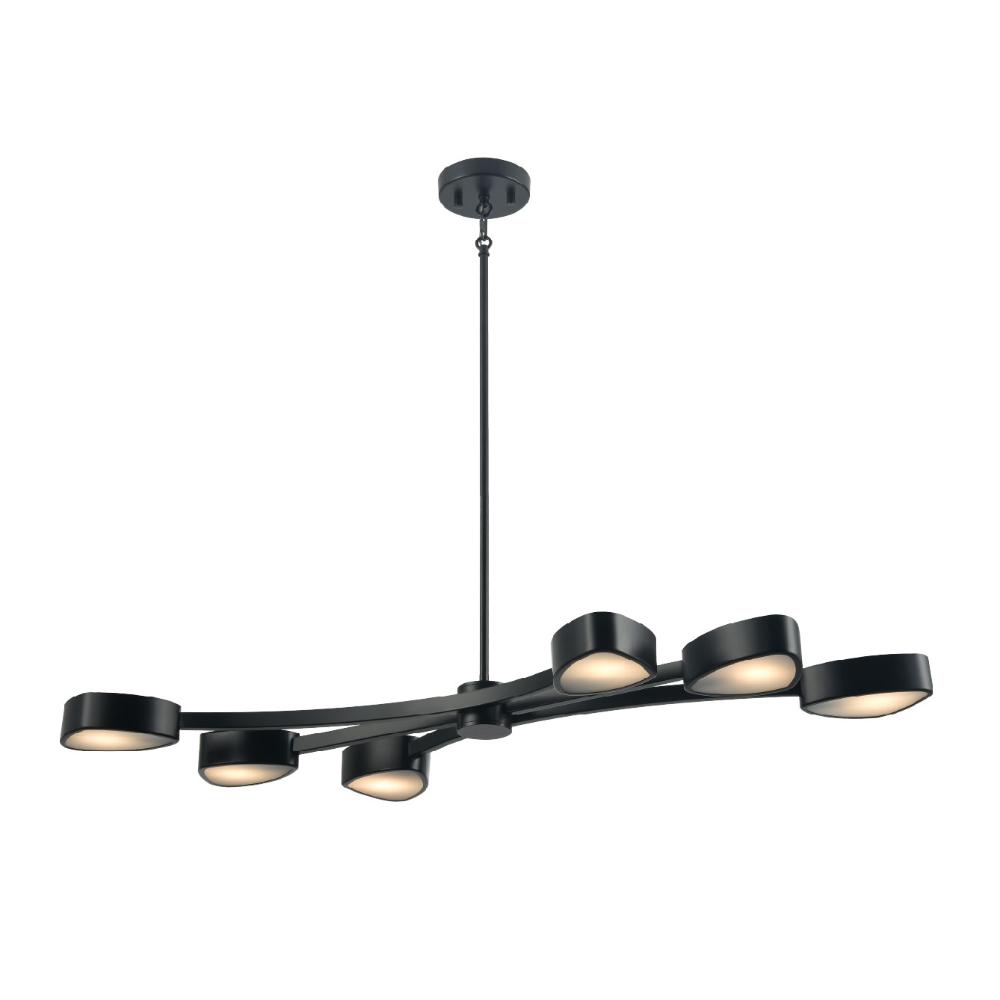 DVI Lighting DVP45402EB-OP Northern Marches Linear Chandelier - Ebony With Half Opal Glass