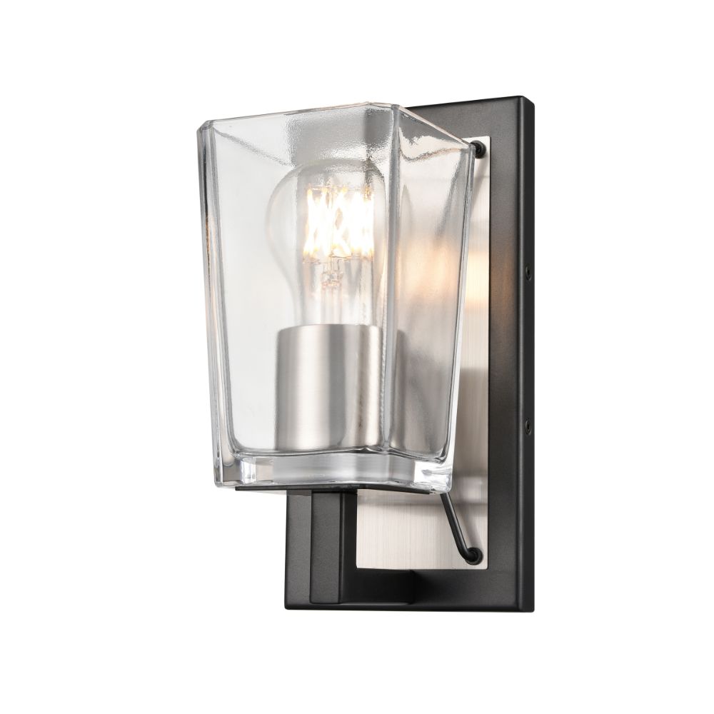DVI Lighting DVP46901SN+GR-CL Riverdale Sconce in Satin Nickel and Graphite with Clear Glass