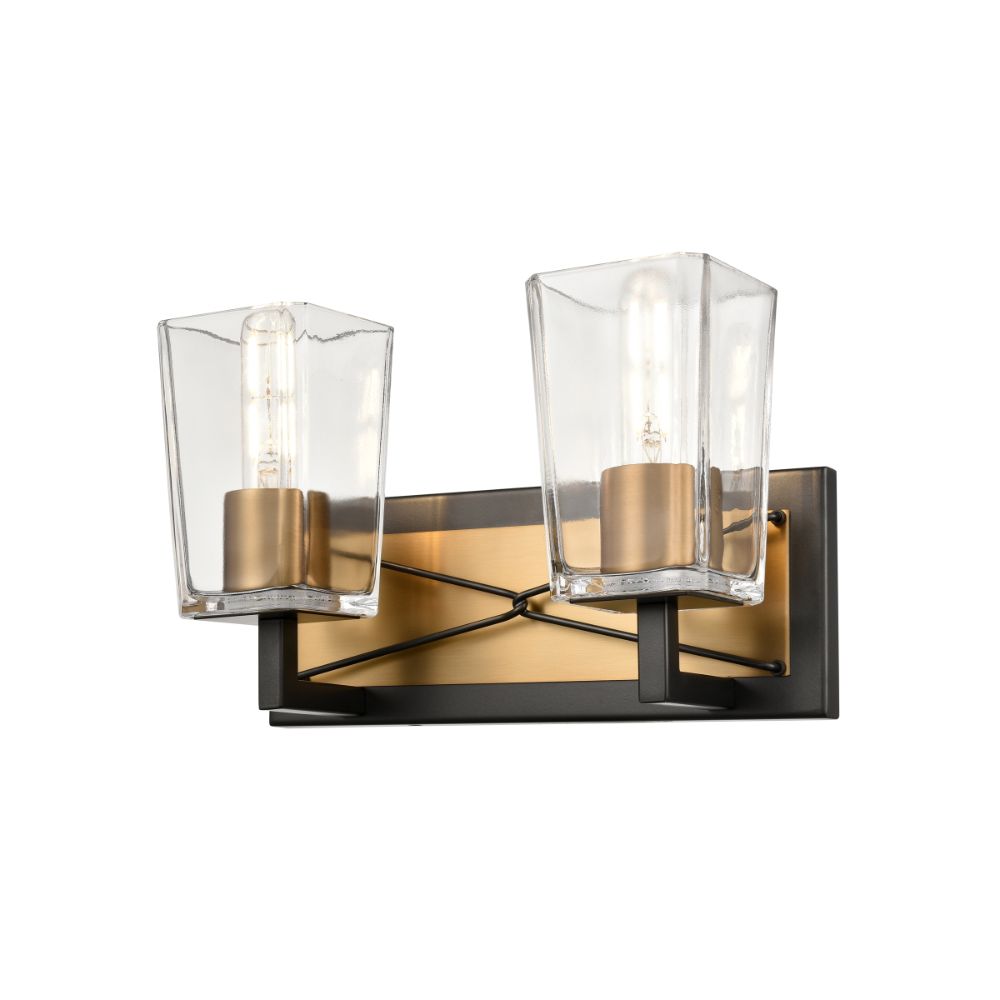 DVI Lighting DVP46922BR+GR-CL Riverdale 2 Light Vanity in Brass and Graphite with Clear Glass
