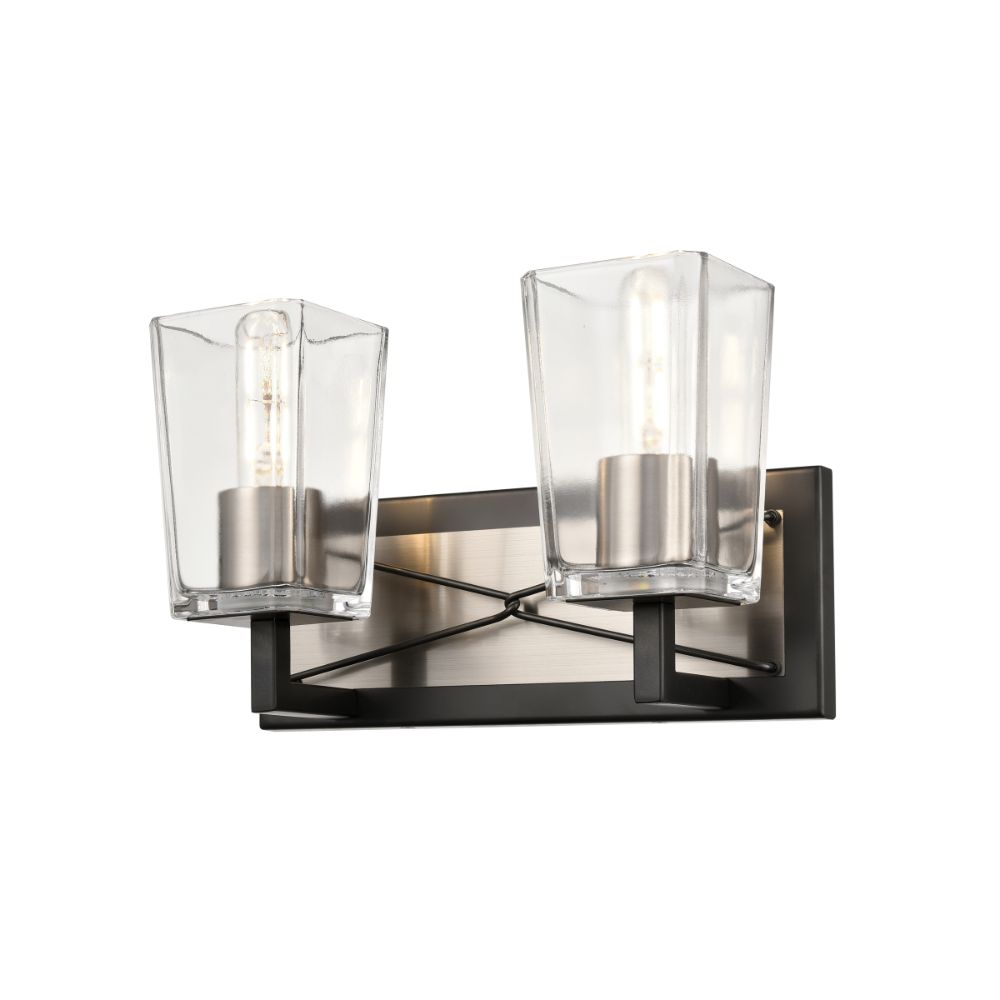 DVI Lighting DVP46922SN+GR-CL Riverdale 2 Light Vanity in Satin Nickel and Graphite with Clear Glass