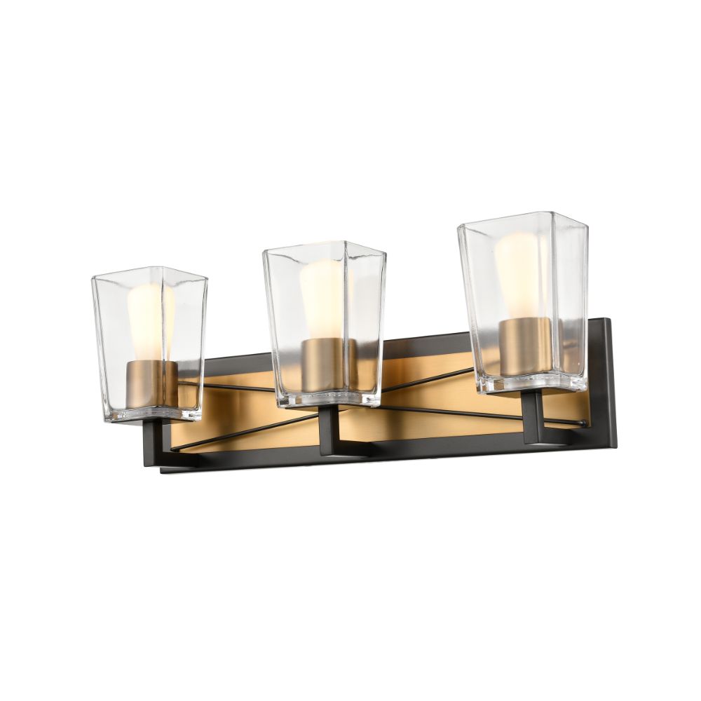 DVI Lighting DVP46943BR+GR-CL Riverdale 3 Light Vanity in Brass and Graphite with Clear Glass