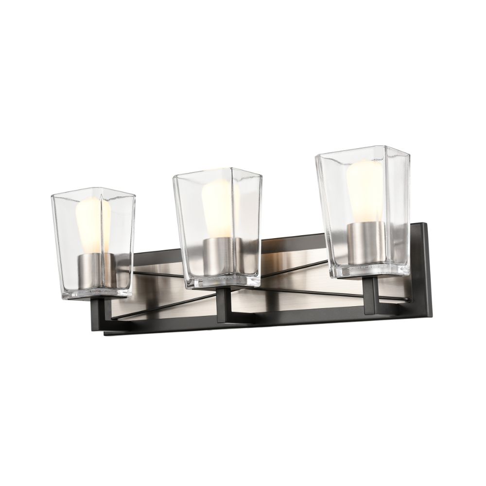 DVI Lighting DVP46943SN+GR-CL Riverdale 3 Light Vanity in Satin Nickel and Graphite with Clear Glass