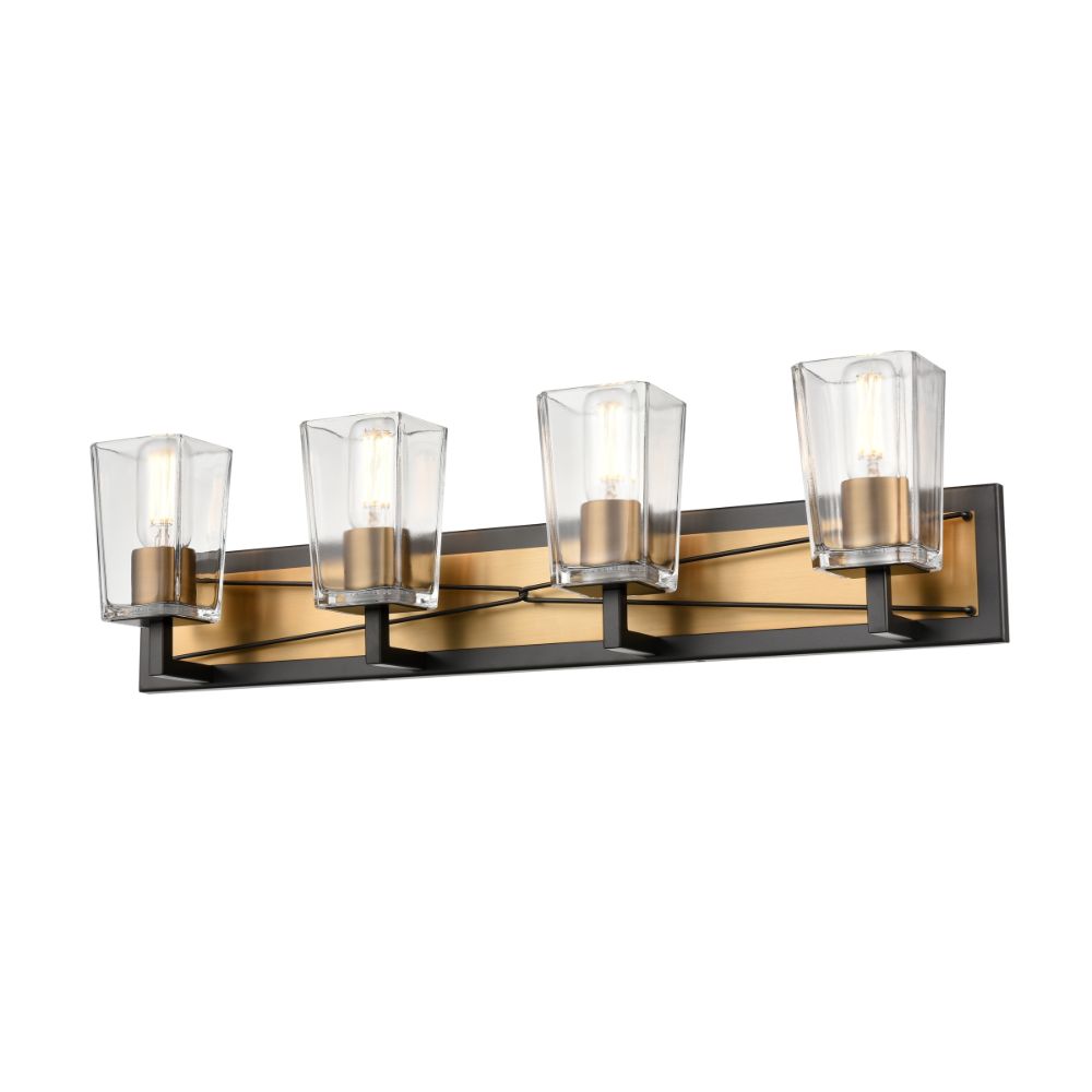 DVI Lighting DVP46944BR+GR-CL Riverdale 4 Light Vanity in Brass and Graphite with Clear Glass
