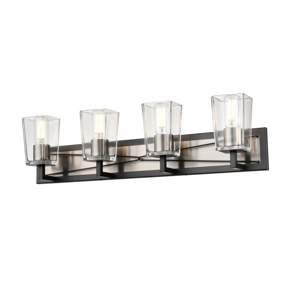 DVI Lighting DVP46944SN+GR-CL Riverdale 4 Light Vanity in Satin Nickel and Graphite with Clear Glass