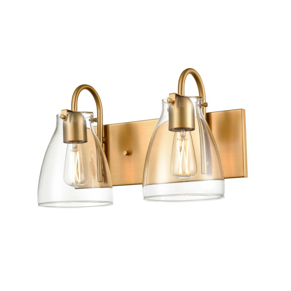 DVI Lighting DVP47022BR-CL Emma 2 Light Vanity in Brass with Clear Glass