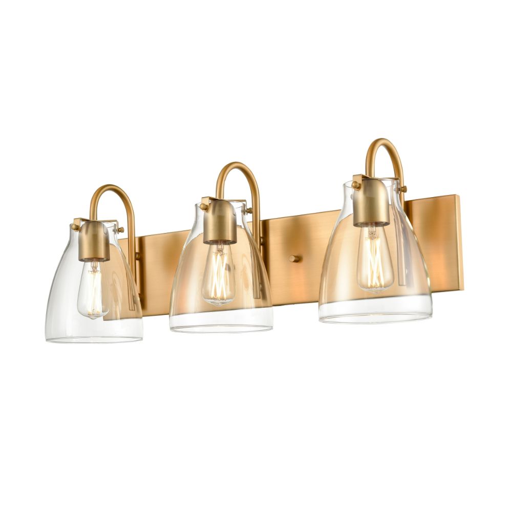 DVI Lighting DVP47043BR-CL Emma 3 Light Vanity in Brass with Clear Glass