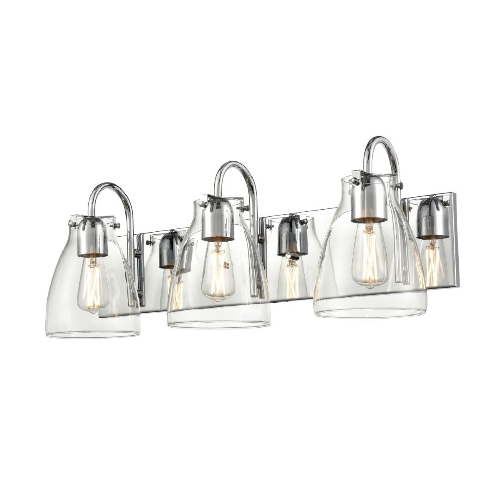DVI Lighting DVP47043CH-CL Emma 3 Light Vanity in Chrome with Clear Glass